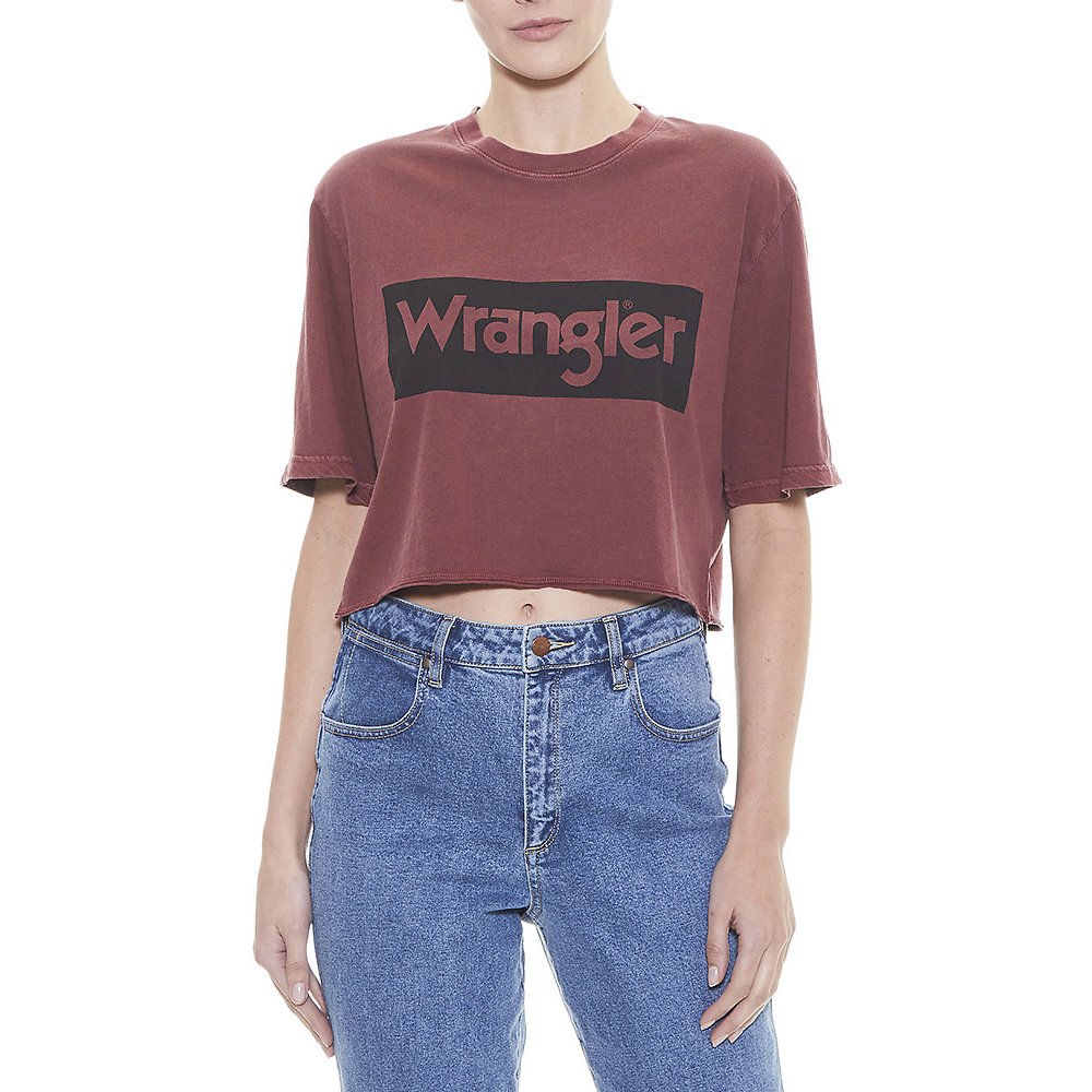 Boyfriend Crop Tee Rosewood Wrangler Australia